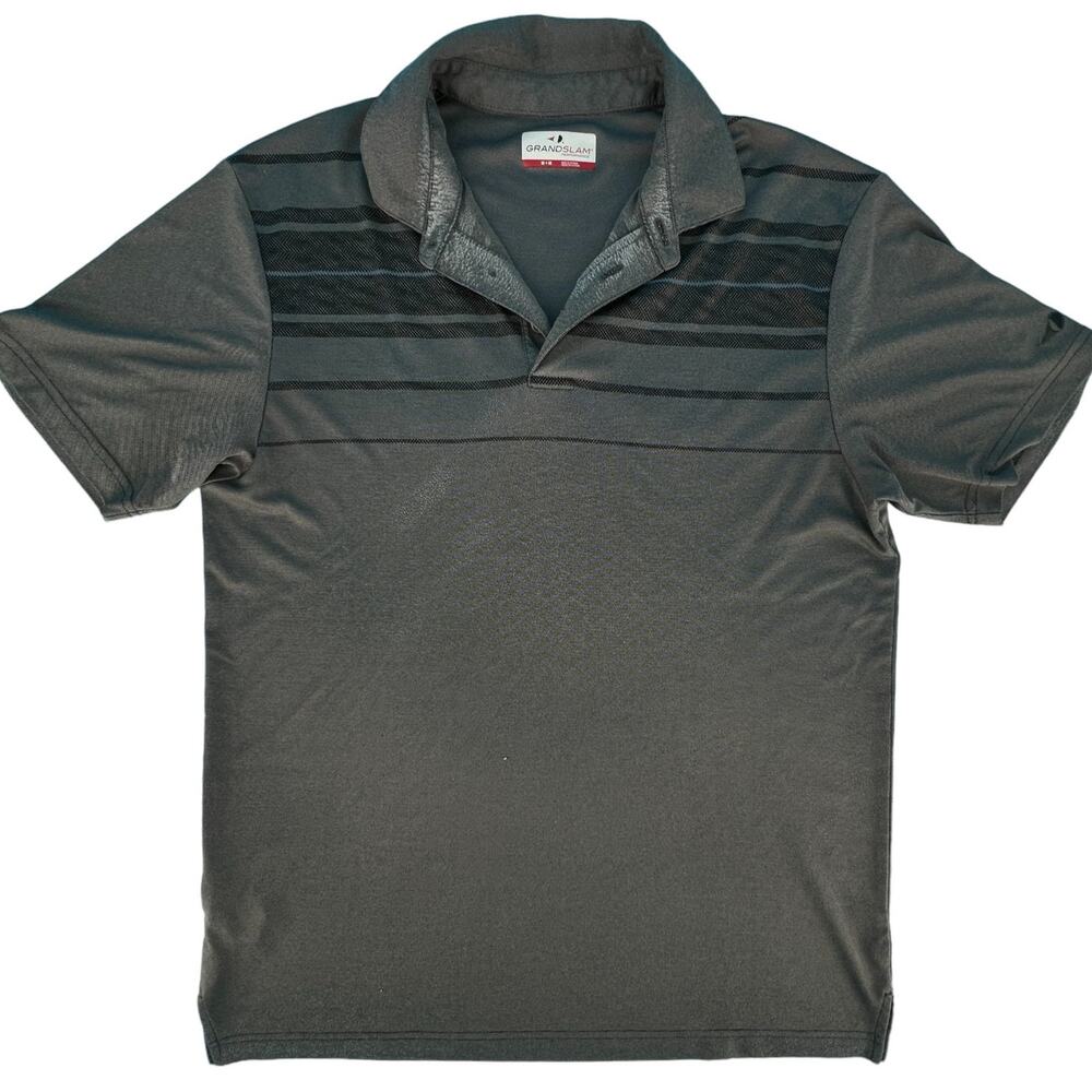 Grand Slam Performance Golf Polo Gray‑Black Short Sleeve Men’s Medium
